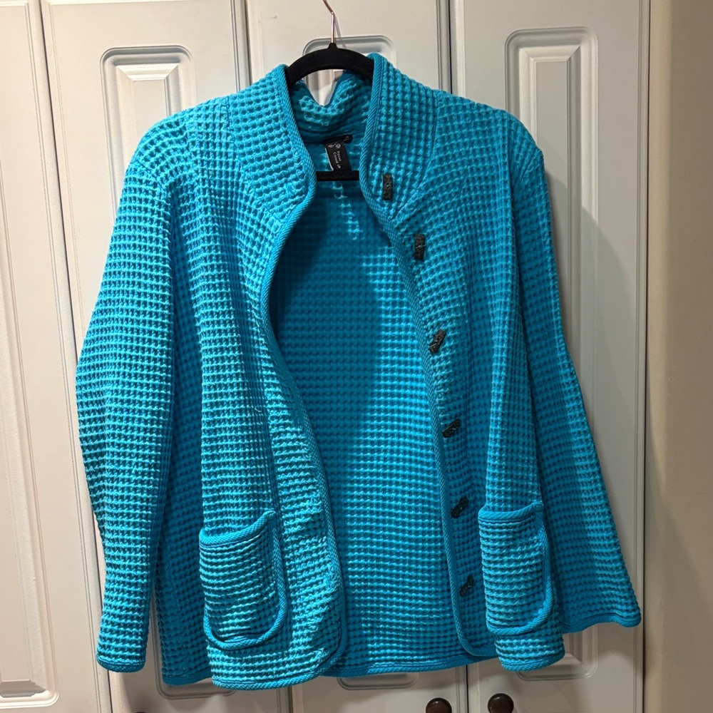 Women's Turquoise Button Down Knit Cardigan